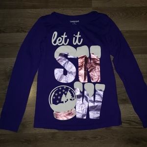 7/8 Lands End - Let it Snow Graphic LS, Purple